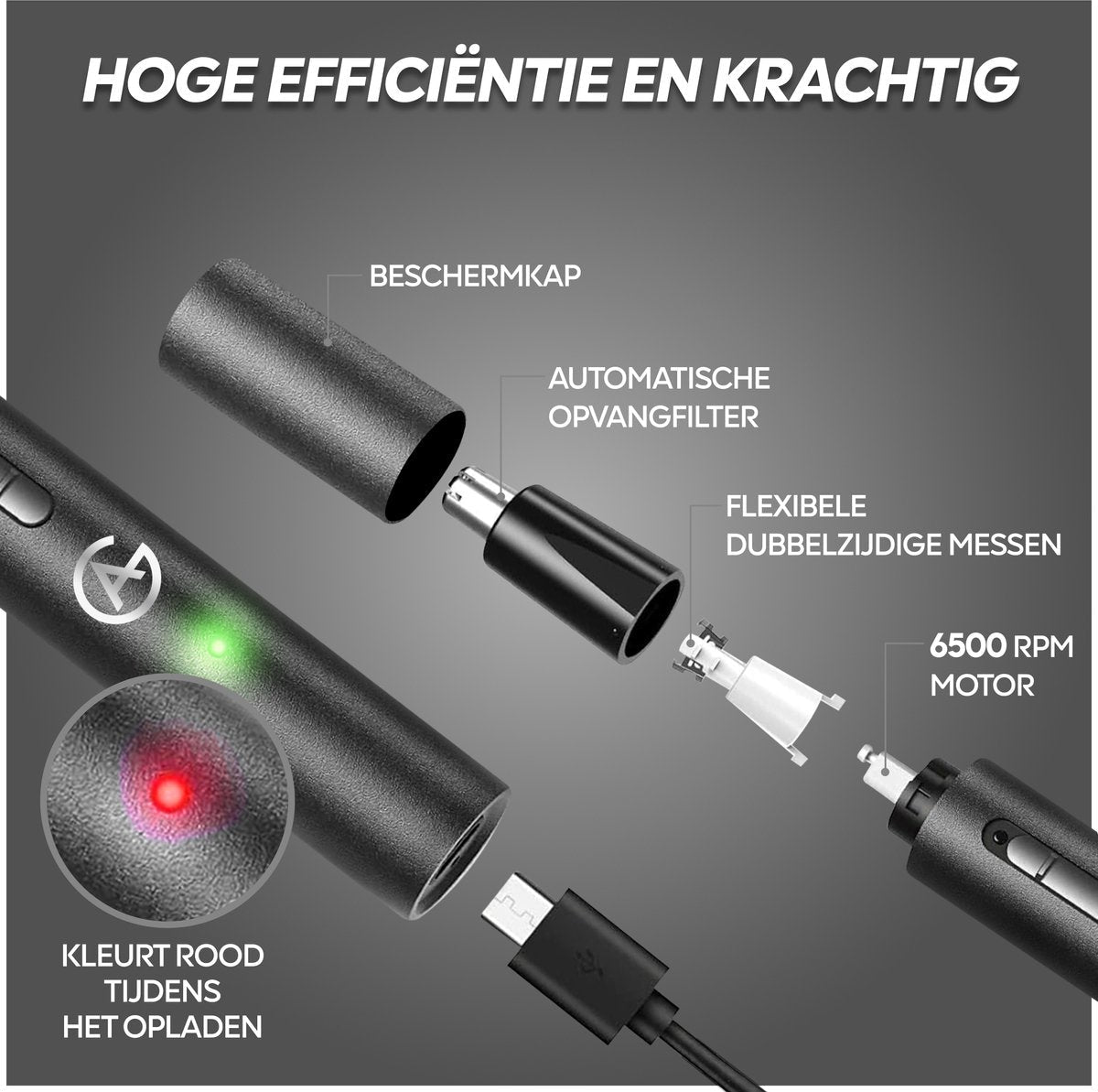 AG Neustrimmer & Wenkbrauwtrimmer - Vrouwen & Mannen - Zwart