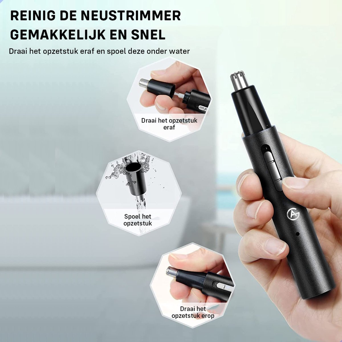 AG Neustrimmer & Wenkbrauwtrimmer - Vrouwen & Mannen - Zwart