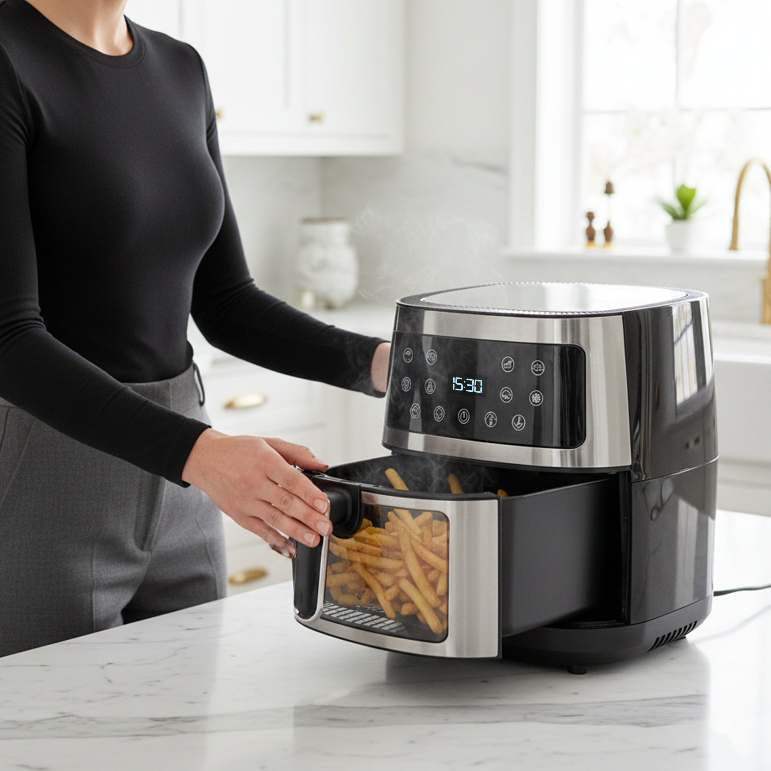 AG Airfryer XL Silver– Tot 6 personen
