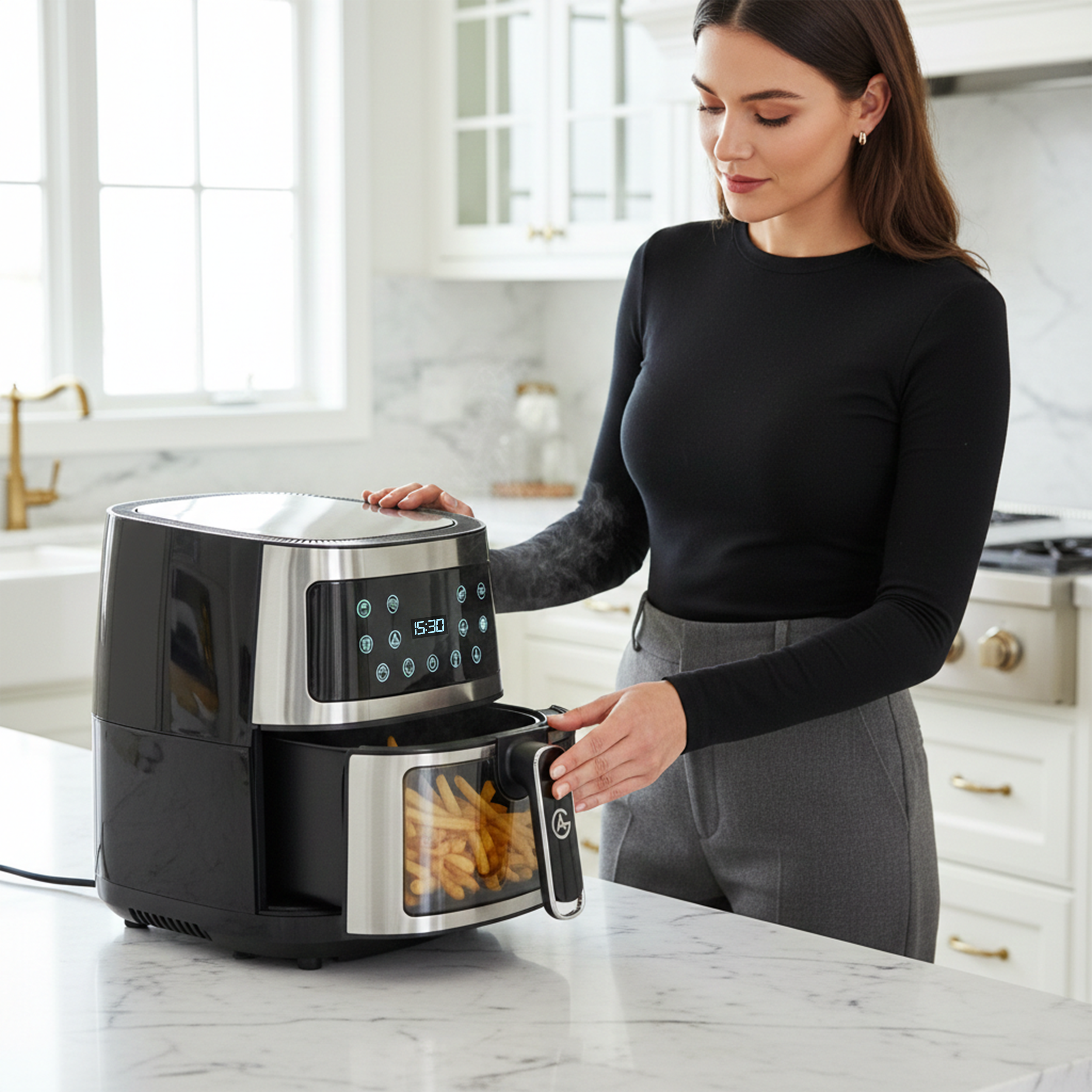 AG Airfryer XL Silver– Tot 6 personen