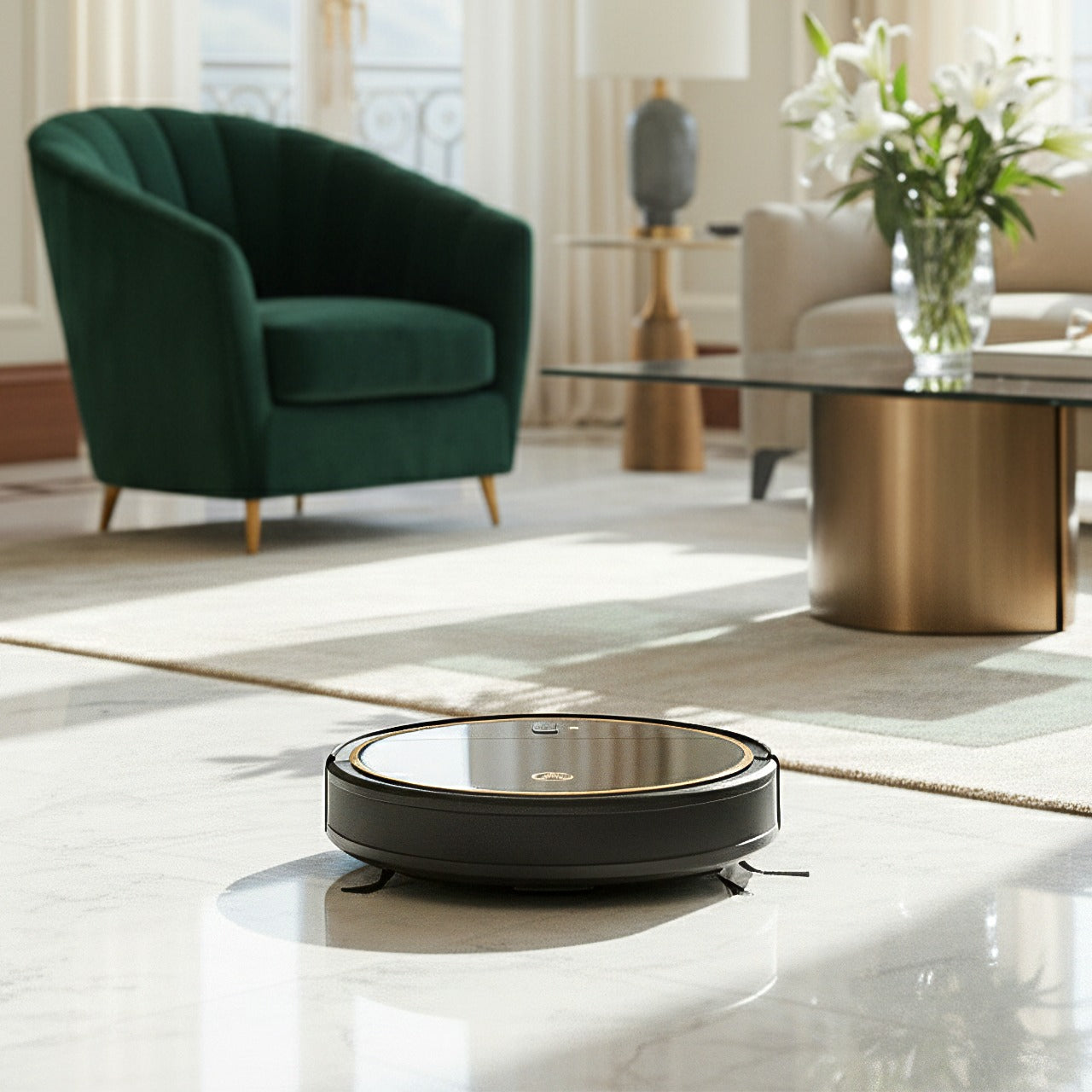 AG Robotstofzuiger met Dweilfunctie - Gold Ring Design.