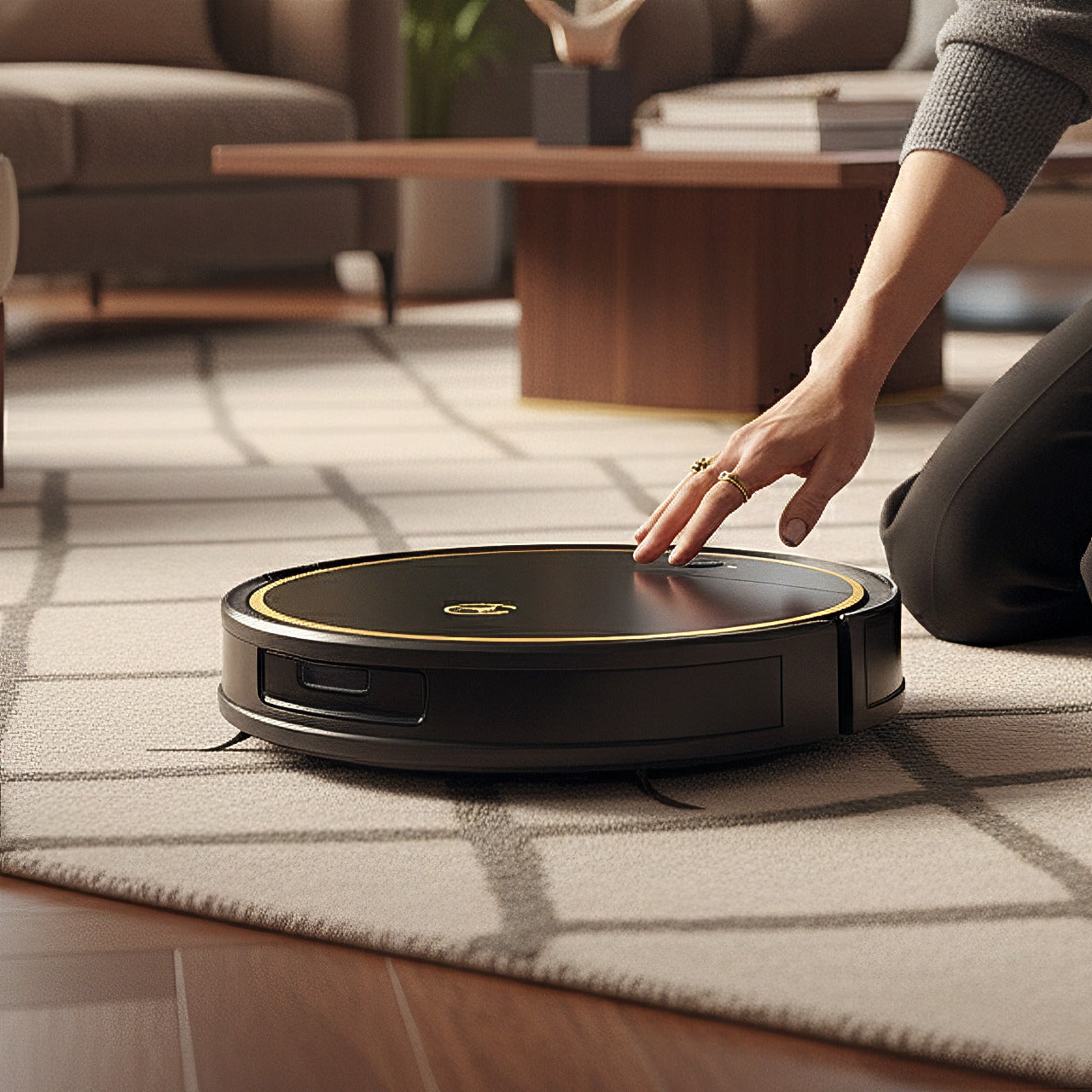 AG Robotstofzuiger met Dweilfunctie - Gold Ring Design.