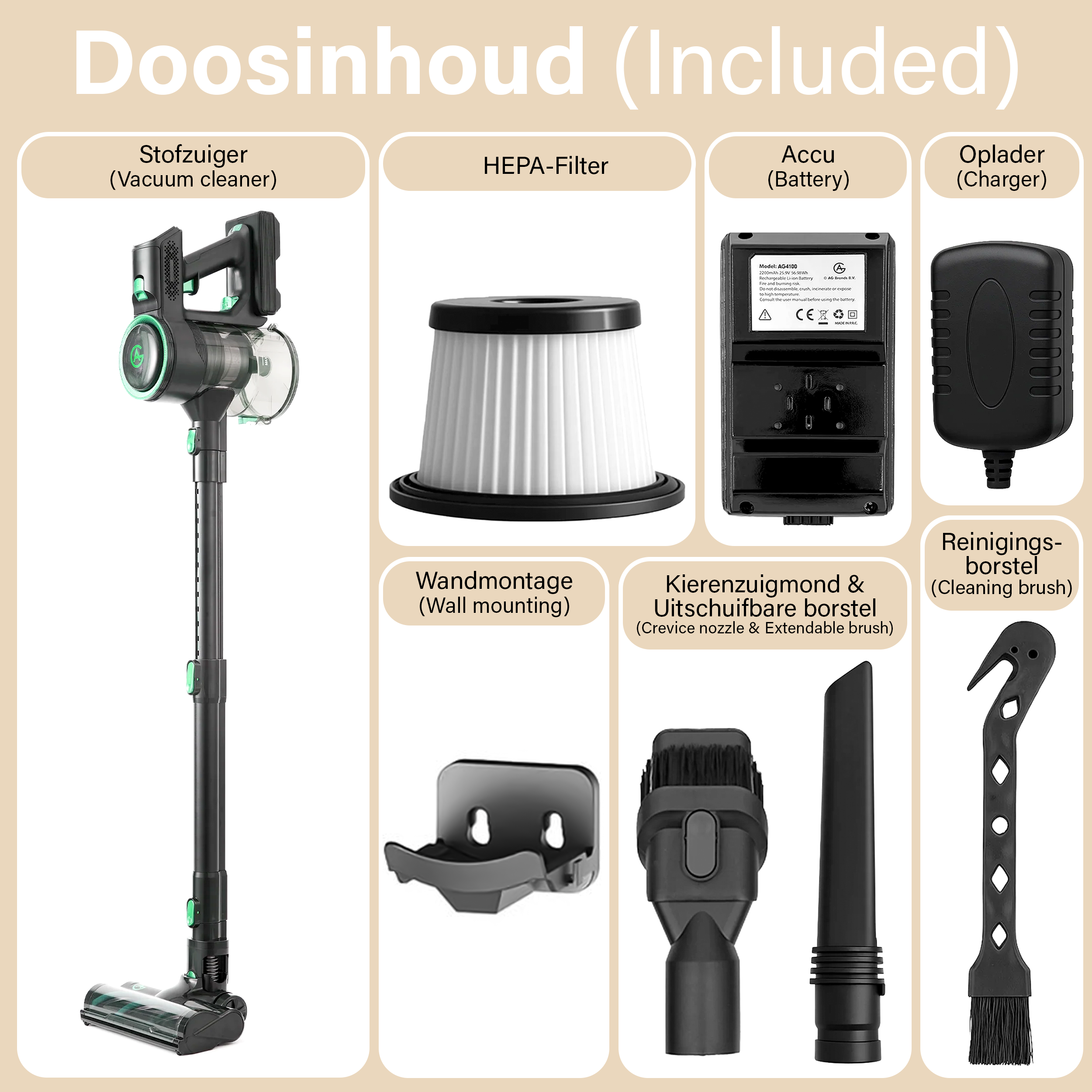 AG Steelstofzuiger. Frosted Green.