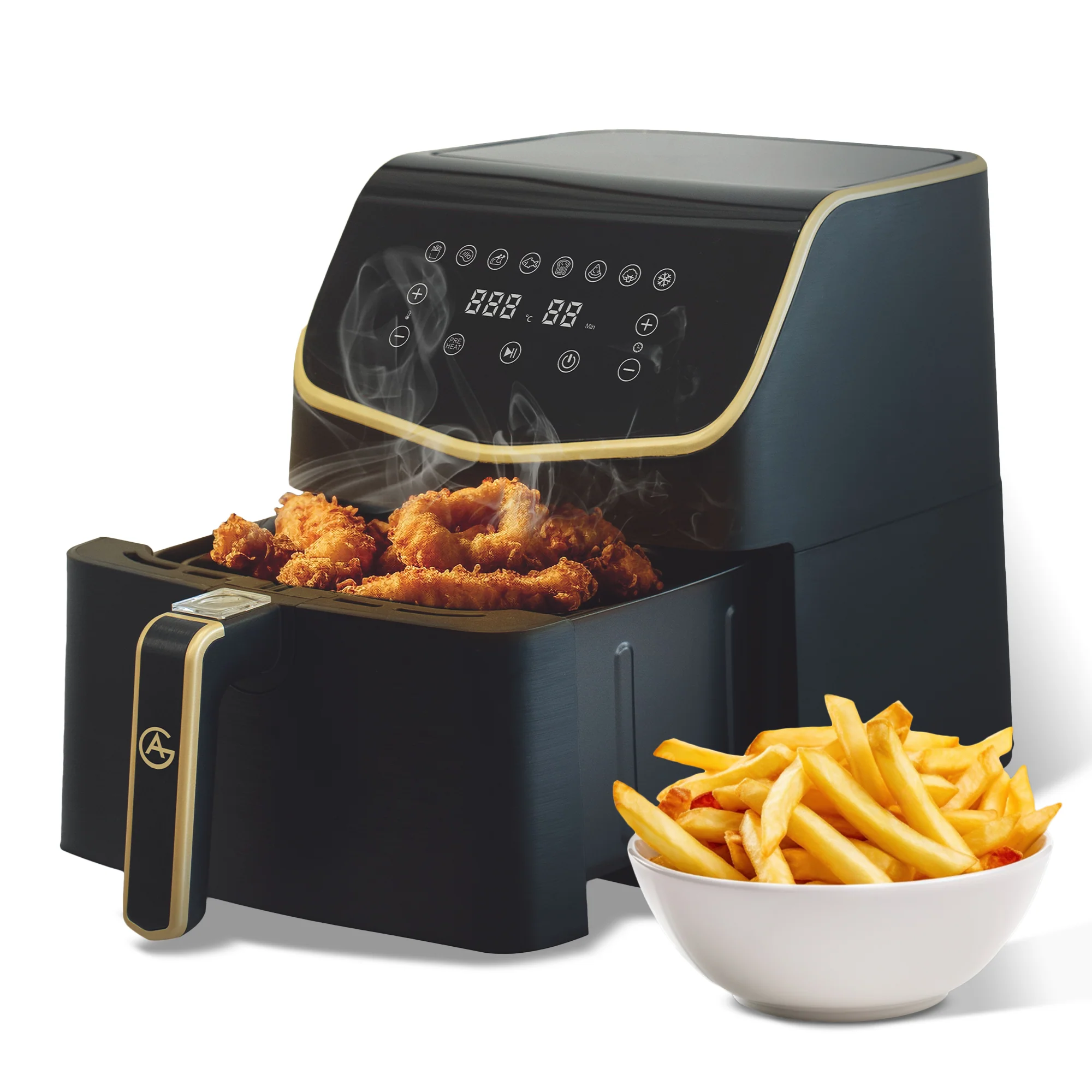 AG Airfryer XXL - Black - Tot 8 Personen - Met Uitneembare Bak