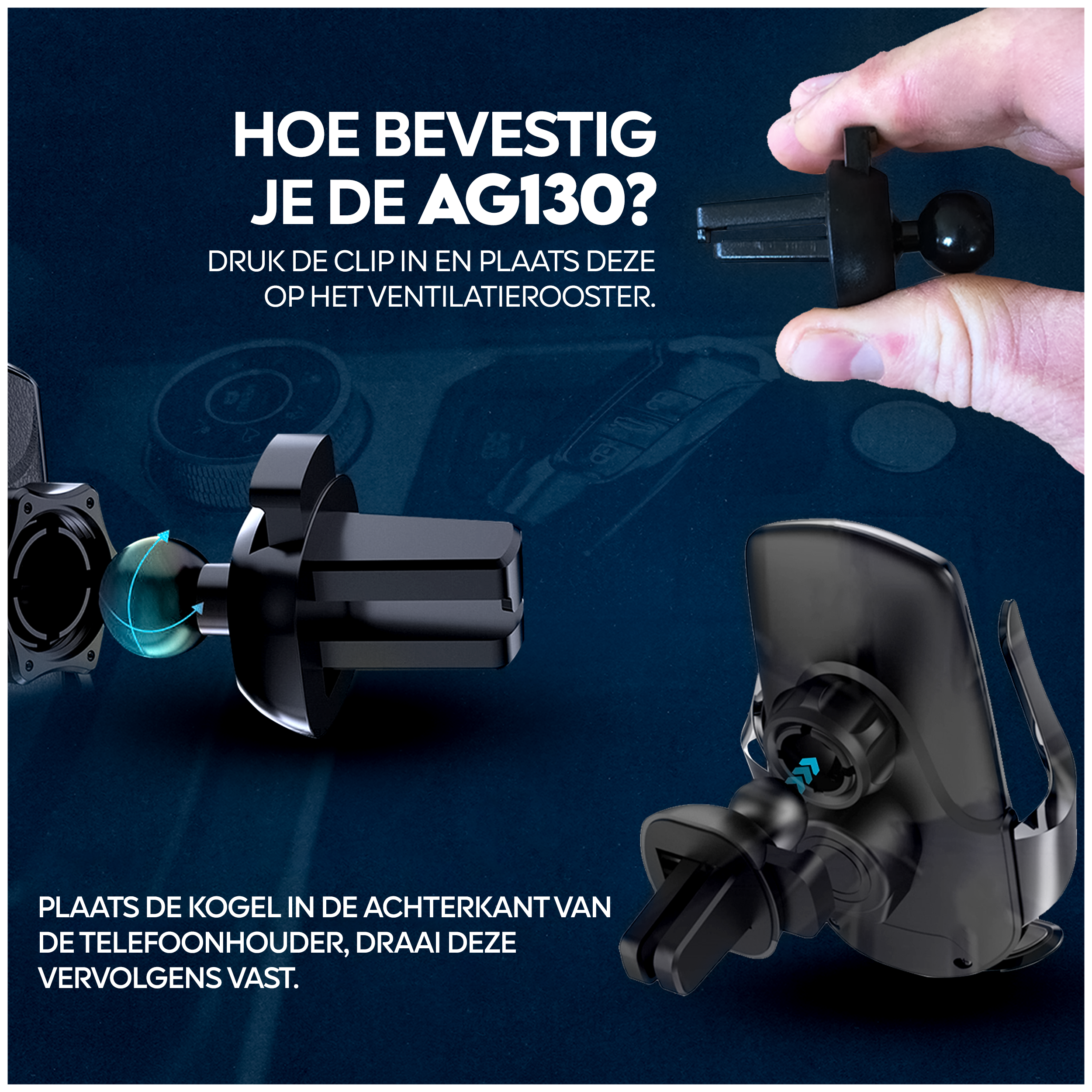 AG Luxe Telefoonhouder Auto - Draadloos Opladen